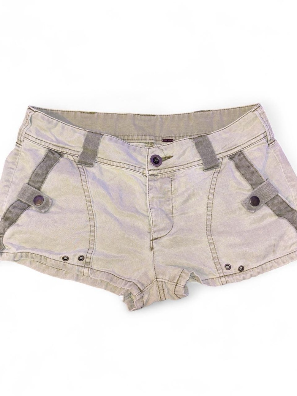 Free People Beige Utility Jean Shorts